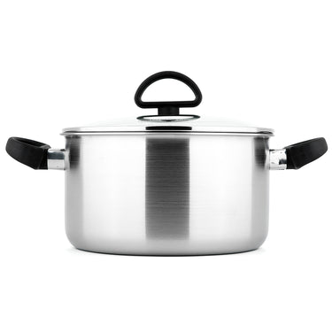 Silver Riesa 5L Stainless Steel Casserole with Glass Lid